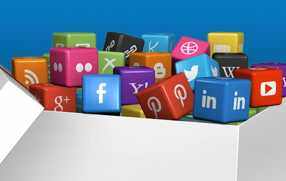 Social media platform icon blocks