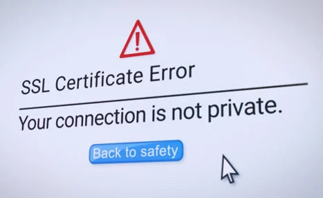 SSL certificate error warning in a web browser