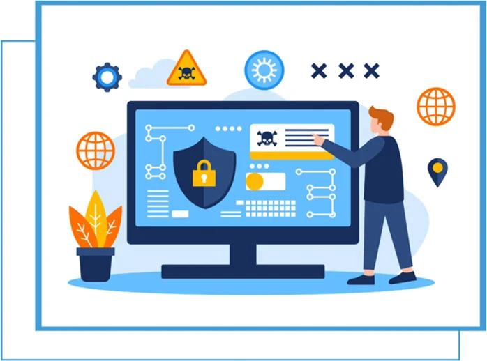 Website security illustration on a computer screen